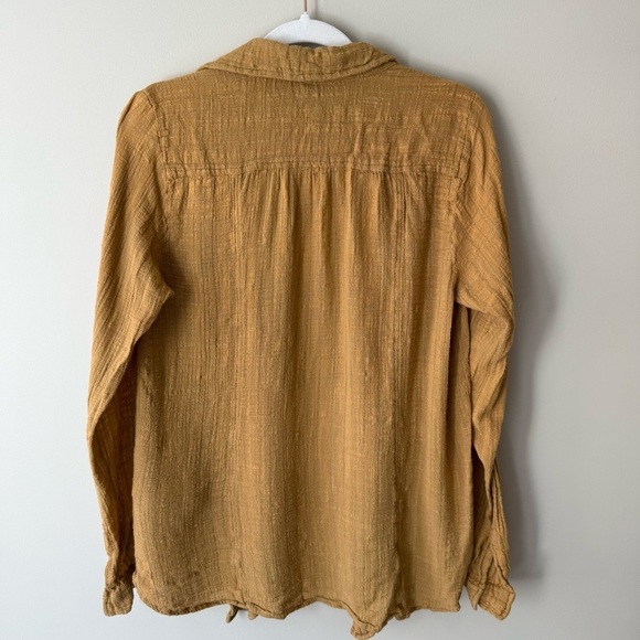 Free People One Yellow Asymmetrical Long Sleeve Open Blouse Women’s S - Picture 2 of 15